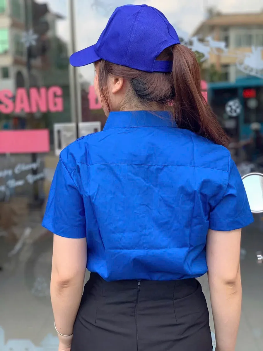 Áo Đoàn Thanh niên may sẵn kate silk thêu logo NA-AD01
