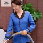 Đồng phục tạp vụ buồng phòng cổ ve phối nâu NA-TV01