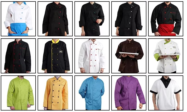 Các mẫu áo bếp may sẵn nhiều màu Nam Á cung cấp cho bếp ăn công nghiệp Liên Chiểu