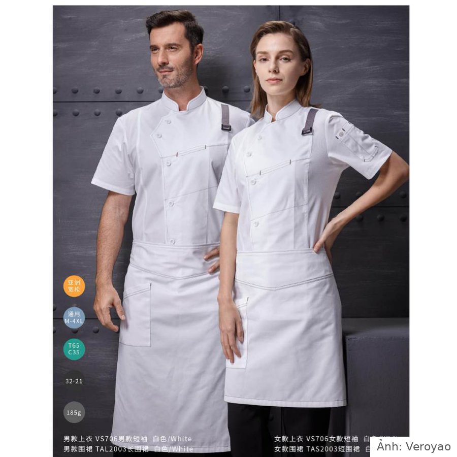 Áo bếp nam nữ ngắn tay thoáng mát Veroyao VS706
