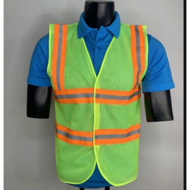 Áo phản quang lưới xanh dạ quang viền cam NA-PQ03