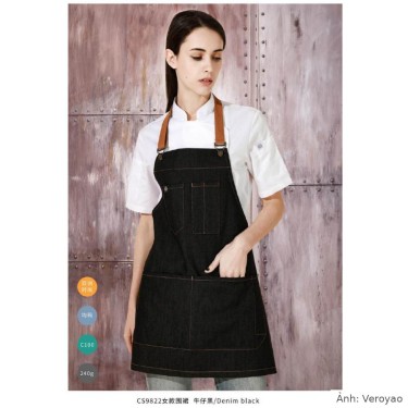 Tạp dề yếm denim dây da nhiều màu Veroyao CS9822