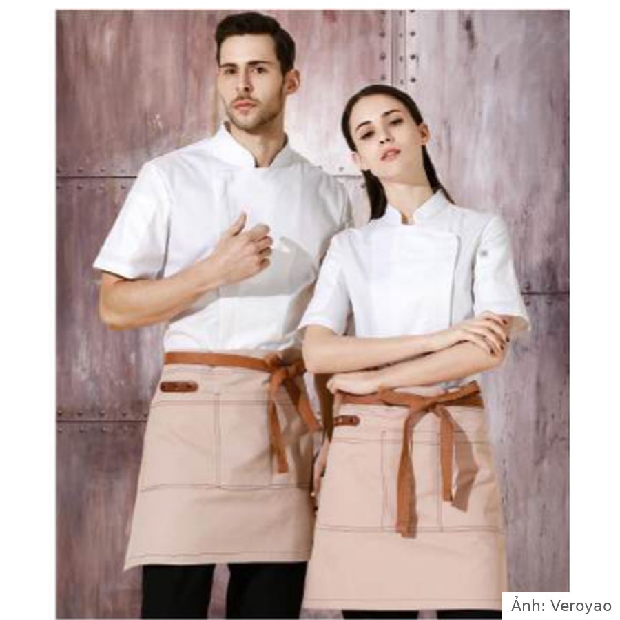 Tạp dề ngắn denim canvas dây phối màu Veroyao CS9809