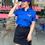 Áo Đoàn Thanh niên may sẵn kate silk thêu logo NA-AD01