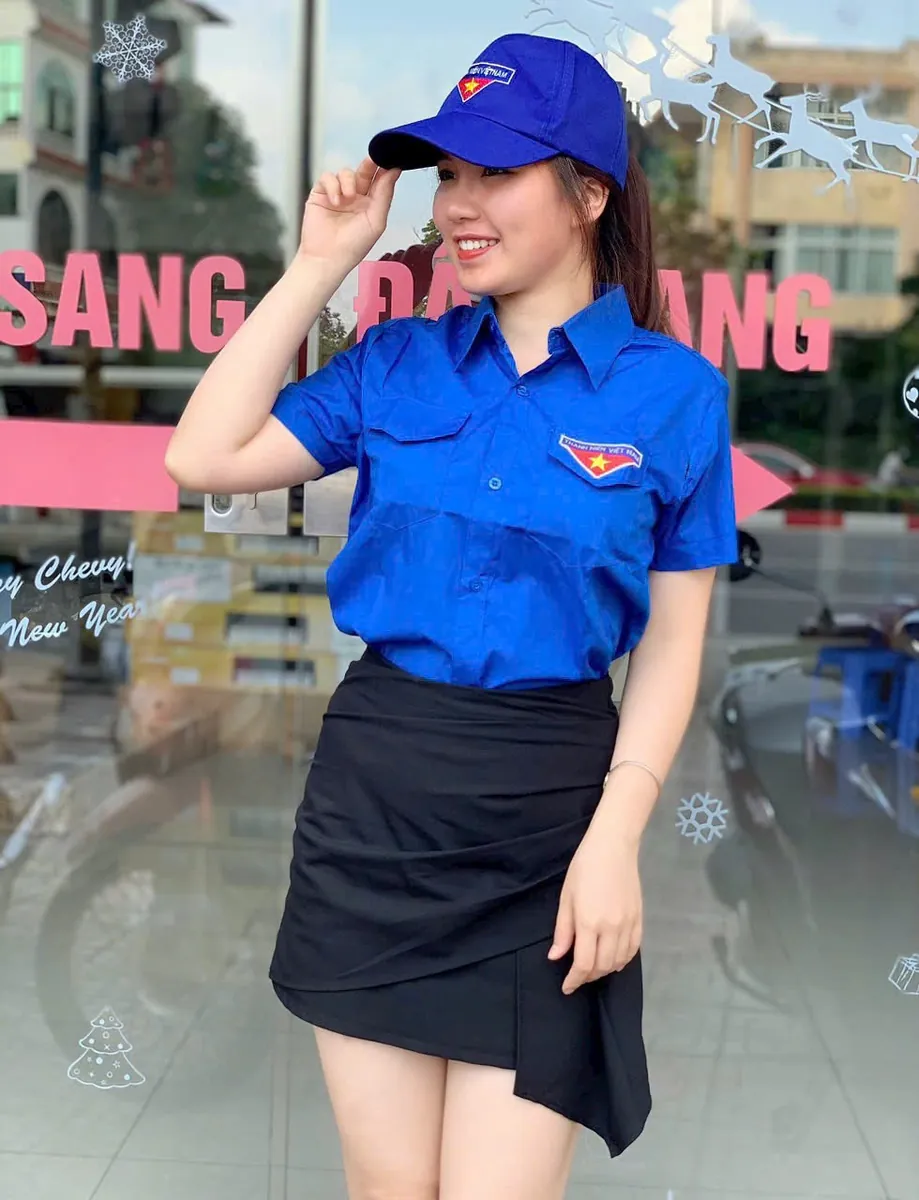 Áo Đoàn Thanh niên may sẵn kate silk thêu logo NA-AD01
