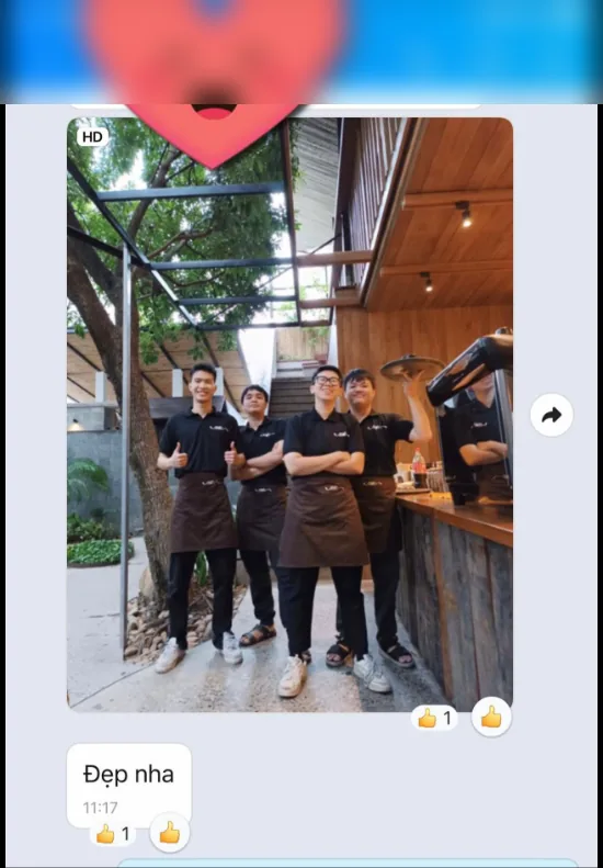 Tin nhắn phản hồi của NiA Coffee gửi Nam Á