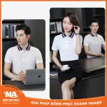 Áo thun đồng phục cổ bẻ màu trắng basic NAMA011