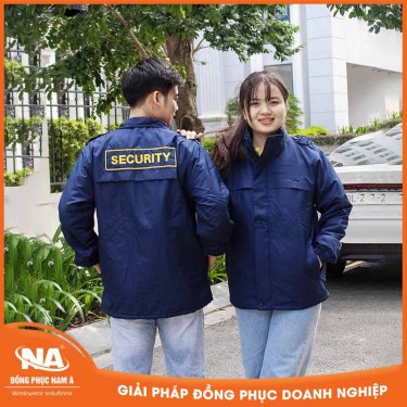 Áo khoác bảo vệ chần bông thêu chữ Security