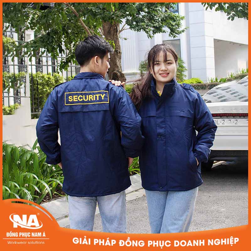 Áo khoác bảo vệ chần bông thêu chữ Security