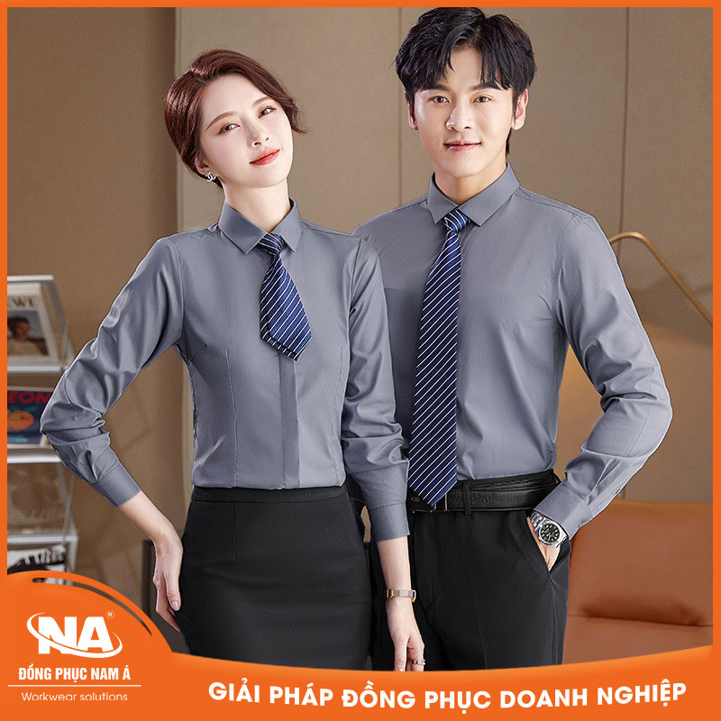 Áo sơ mi nam nữ công sở màu xám NAMA201