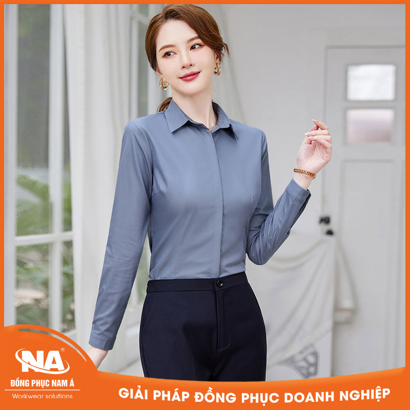 Áo sơ mi nữ công sở dài tay cách tân NAMA211