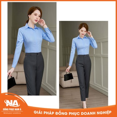 Áo sơ mi nữ công sở dài tay màu xa da trời NAMA213