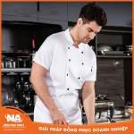 Đồng phục bếp nam màu trắng nhà hàng NAMA402