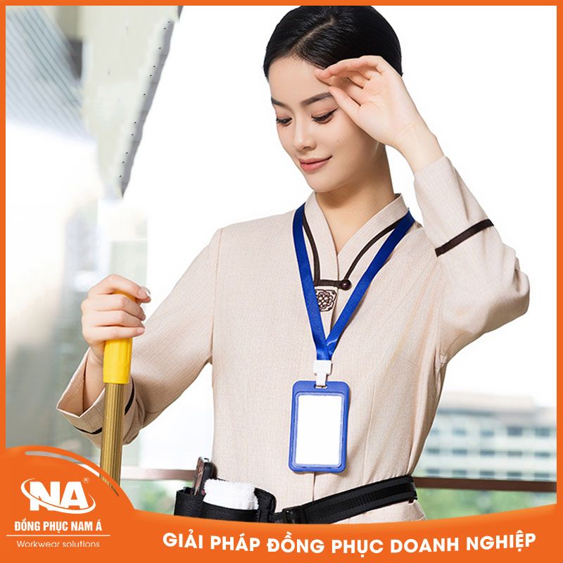 Đồng phục buồng phòng cách tân màu be NAMA434