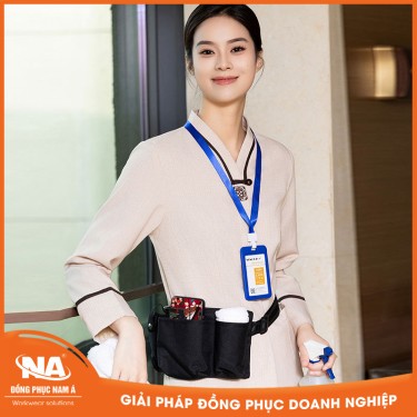 Đồng phục buồng phòng cách tân màu be NAMA434
