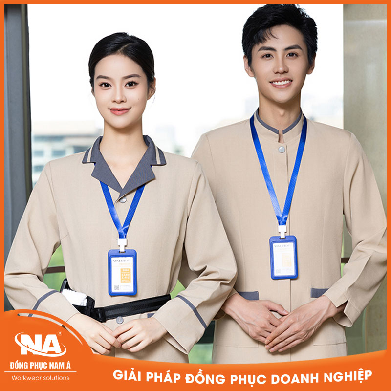Đồng phục buồng phòng khách sạn màu be NAMA431