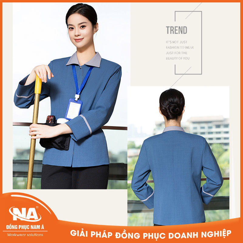 Đồng phục buồng phòng màu xanh cổ vịt NAMA432