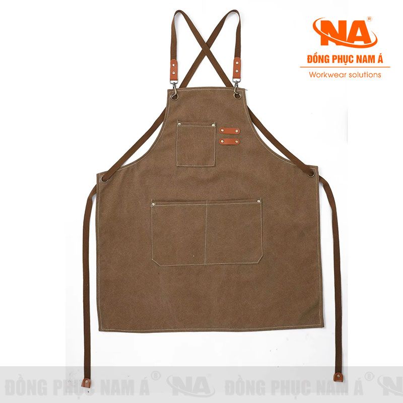 Tạp dề dài dây chéo lỗ phối da