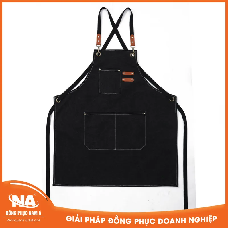 Tạp dề dài dây chéo lỗ phối da